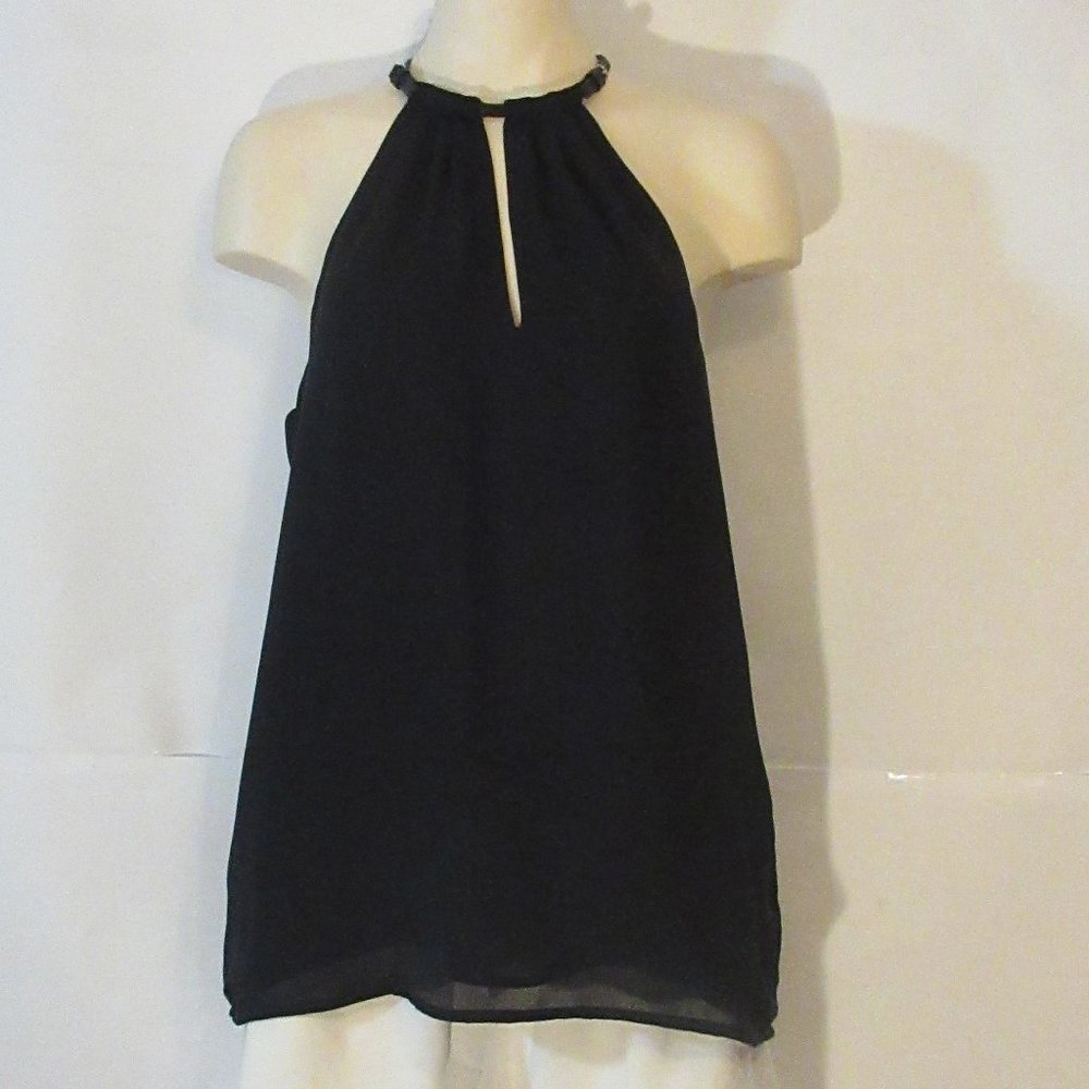 Michael Kors Collection  Black  Top  with Belt  Zipped on back Lined  Large